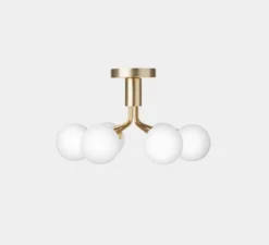 Plafonnier, Apiales 6, laiton, verre opalin, L50cm, H29cm - Nuura