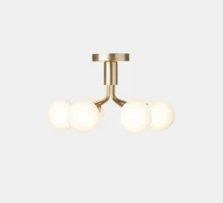 Plafonnier, Apiales 6, laiton, verre opalin, L50cm, H29cm - Nuura