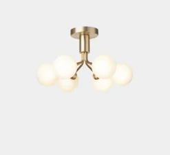 Plafonnier, Apiales 6, laiton, verre opalin, L50cm, H29cm - Nuura