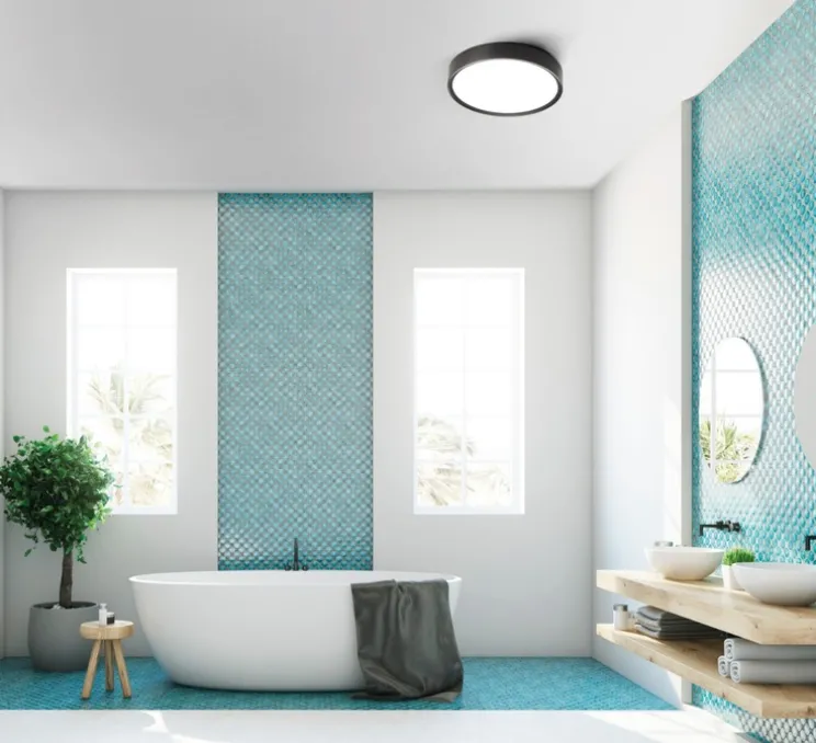 Plafonnier, Asli, noir mat, IP44, LED, dim, CCT 3000-3750-4500K, 1285 lm, Ø33,4cm, H6,4cm - MDC