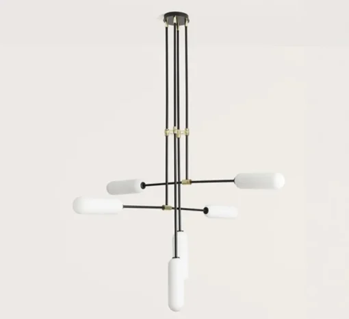 Plafonnier, Atil, noir mat et verre opalin, Ø127,5cm, H206cm - Aromas del Campo