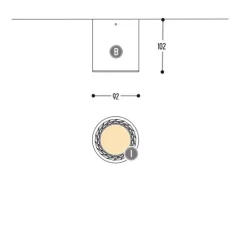 Plafonnier, Atsji Box, noir, laiton, IP44, LED, 2700k, 1000 lm, Ø9,2cm, H10,2cm - Dark