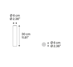 Plafonnier, A-Tube small, blanc mat, Ø6cm, H30cm - Lodes