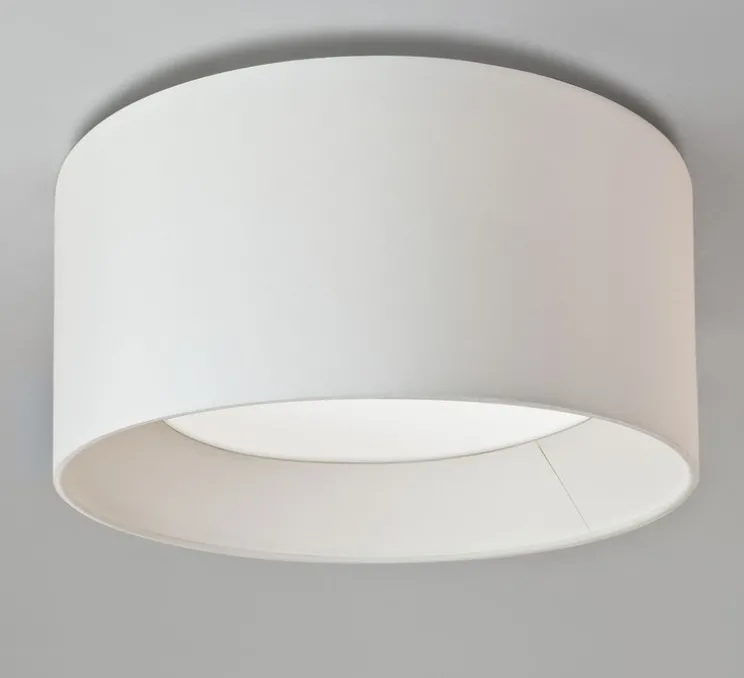 Plafonnier, avec abat-jour Bevel Round 600 et structure 4-Way plate, blanc, Ø60cm, H27cm - Astro