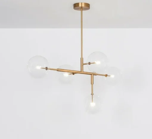 Plafonnier, Axis, laiton brossé, Ø31,4cm, H155cm - Schwung