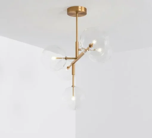 Plafonnier, Axis, laiton brossé, Ø31,4cm, H155cm - Schwung