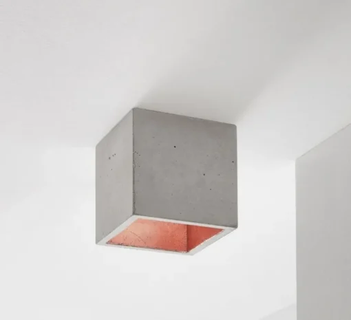 Plafonnier, [B7] Cubic, Gris clair, cuivre, LED, dim, 2700K, 350 lm, Ø10cm, H10cm - GANTLights