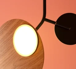 Plafonnier, Ballon Pendant U2, noir et chêne, LED, 3000K, 1000lm, Ø78cm, H53cm - TUNTO