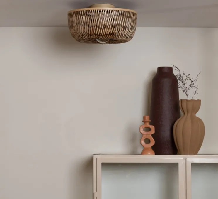 Plafonnier, Barbados, naturel et marron, Ø35cm, H17cm - Good&Mojo