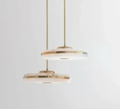 Plafonnier, Beran Large , laiton brossé, LED, dim, 2700K, 700 lm, Ø36cm, H6cm - Bert Frank