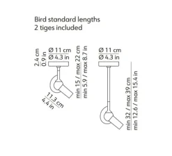 Plafonnier, Bird + 2 tiges incluses, rouge brique, LED, dim, 2700K, 660 lm, Ø11cm, H39cm - KDLN