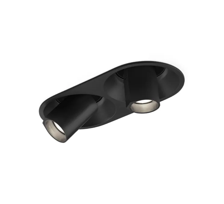 Plafonnier, Bliek Round Petit 2.0, noir, LED, dim, 2700K, 2x440 lm, L18,2cm, H10,3cm - Wever&Ducré
