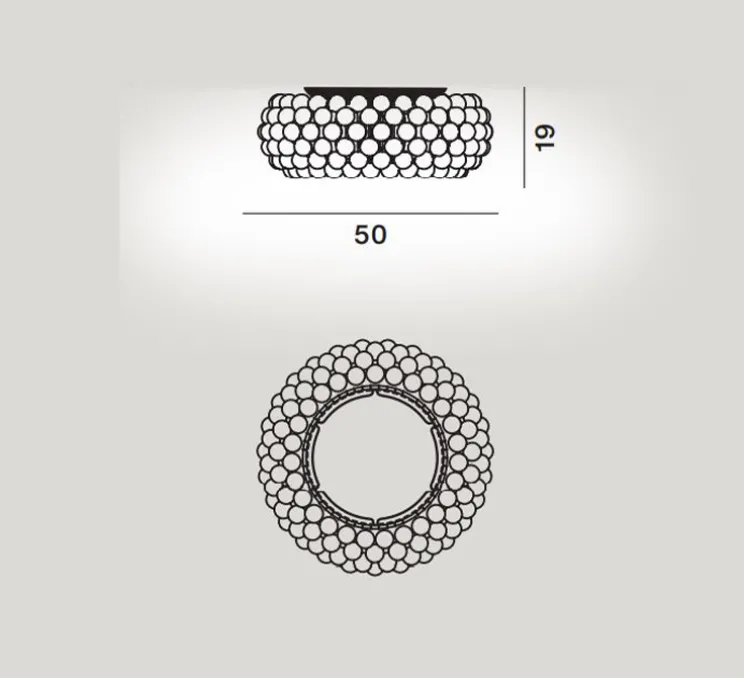 Plafonnier, Caboche Plus, gris, LED, 2700K, 3645lm, Ø50cm, H19cm - Foscarini