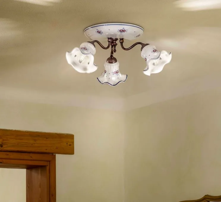 Plafonnier, Chieti C171, bronze, Ø23cm, H50cm - Ferroluce