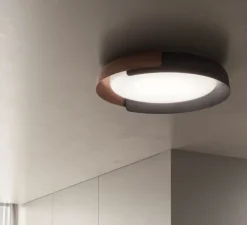 Plafonnier, DALA, gris foncé, bois, LED, dim, 2700k, 4200 lm, Ø58cm, H11cm - KDLN