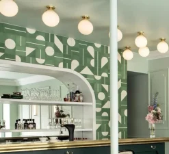 Plafonnier, Deniz, laiton, globe opale, IP44, Ø20cm, H28cm - Mullan Lighting