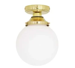 Plafonnier, Deniz, laiton, globe opale, IP44, Ø20cm, H28cm - Mullan Lighting