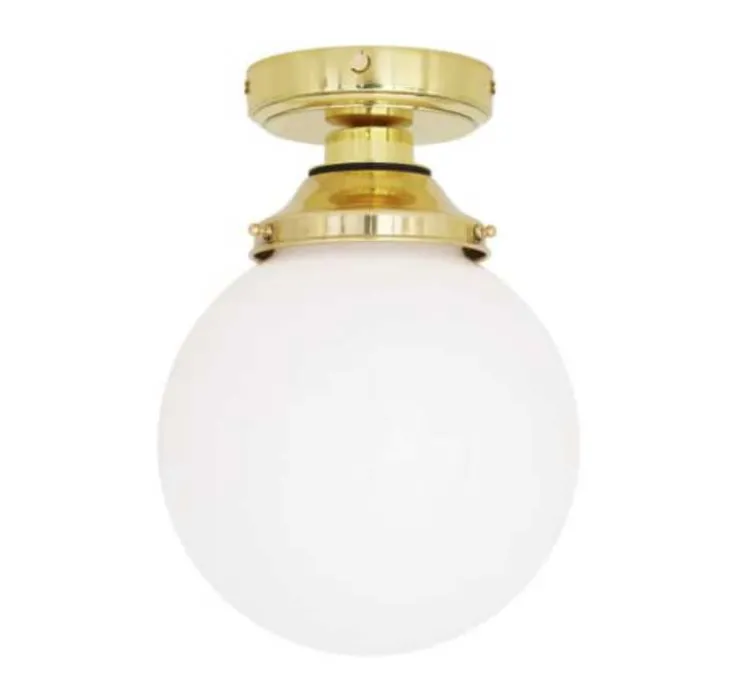 Plafonnier, Deniz, laiton, globe opale, IP44, Ø20cm, H28cm - Mullan Lighting