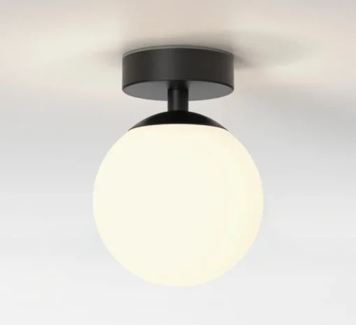 Plafonnier, Denver, noir, IP44, Ø12cm, H16cm - Astro