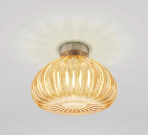 Plafonnier, Diamante PL G , ambre, nickel, Ø30cm, H25cm - Vistosi