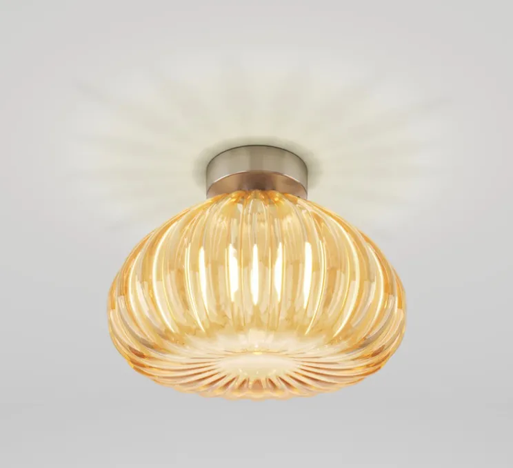 Plafonnier, Diamante PL G , ambre, nickel, Ø30cm, H25cm - Vistosi