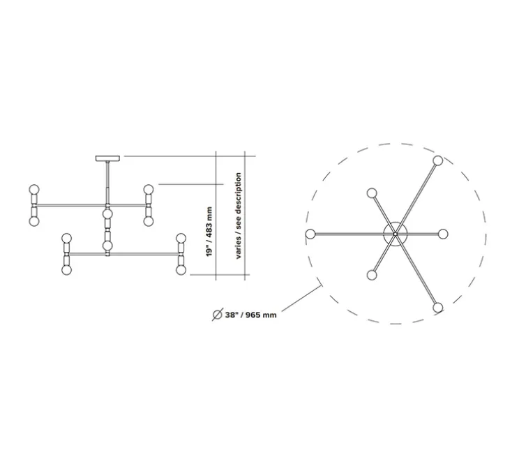 Plafonnier, Dot 01, laiton, Ø96,5cm, H93cm - Lambert&Fils