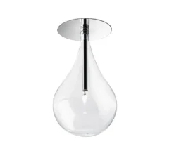 Plafonnier, Drop Led, verre transparent, chrome, Ø12cm, H20cm - Alma light