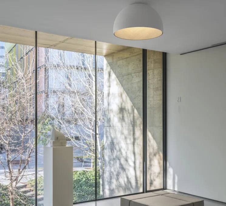 Plafonnier, Duo 4878, blanc, chêne, LED, dim, 2700K, 1458 lm, Ø70cm, H38cm - Vibia