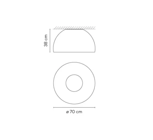 Plafonnier, Duo 4878, blanc, chêne, LED, dim, 2700K, 1458 lm, Ø70cm, H38cm - Vibia