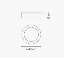 Plafonnier, Duo 4870, graphite, chêne, LED, dim, 2700K, 2206 lm, Ø48cm, H12cm - Vibia