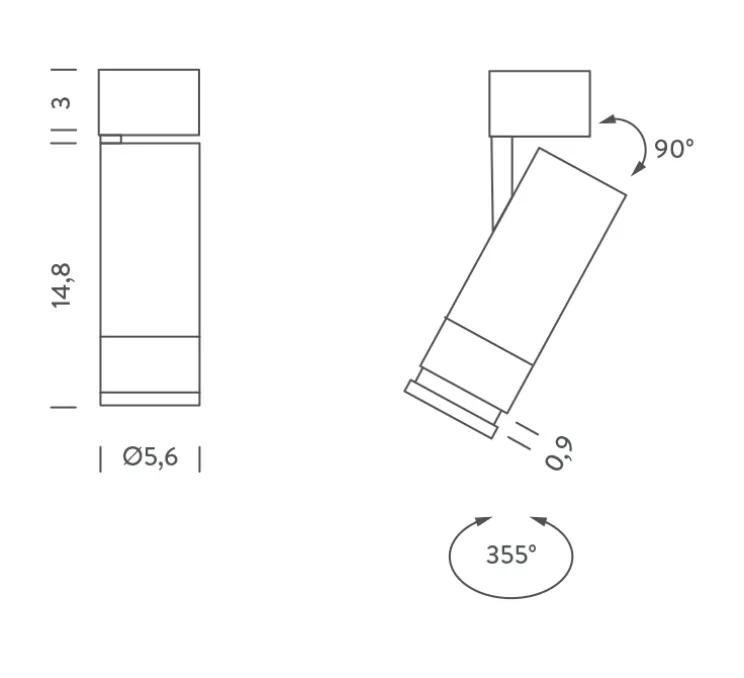 Plafonnier, Elba, variable TRIAC, noir, LED, 2700K, 900lm, Ø5,6cm, H14,8cm - Nemo Lighting