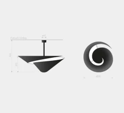 Plafonnier, Escargot 85, noir, Ø93cm, H60cm - Serge Mouille
