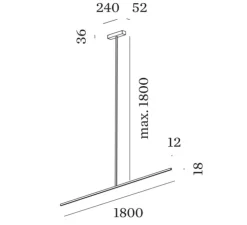 Plafonnier, Fil 2.0, noir, LED, dim, 2700K, 1060 lm, L180cm, H180cm - Wever&Ducré
