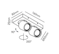 Plafonnier, Focus Mini 2, noir, LED, 3000K, 584 lm, L16cm, H8cm - Light Point