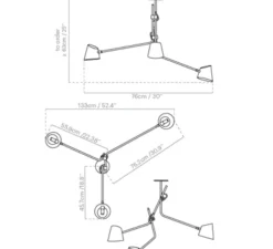 Plafonnier, Hartau Triple, noir, Ø76cm, H63cm, 2700K, 350lm - Darmes