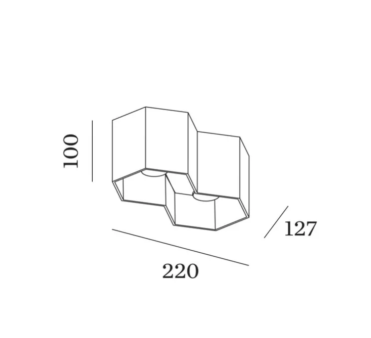 Plafonnier, Hexo 2.0 LED, or, LED, dim, 2700K, 1340 lm, L22cm, H10cm - Wever&Ducré