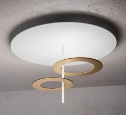 Plafonnier, Hula Hoop S2, Blanc, laiton, LED, dim, 2700-3000K, 7295 lm, Ø66cm, H40cm - Icone
