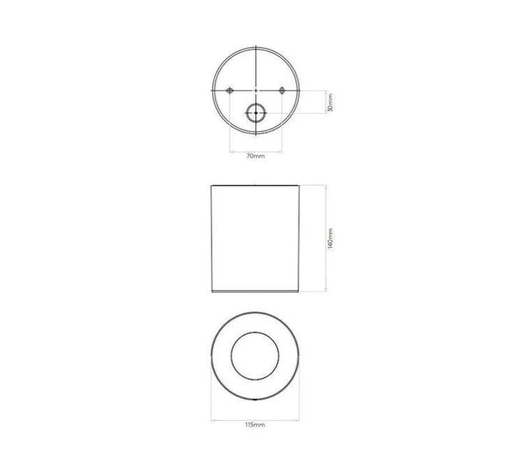 Plafonnier, Kos Round 140, noir mat, IP65, LED, dim, 3000k, 900 lm, Ø11,5cm, H14cm - Astro