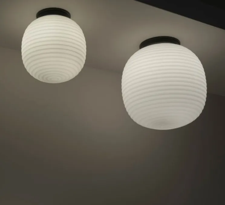 Plafonnier, Lantern, verre opal blanc, noir, Ø20cm, H22cm - New Works