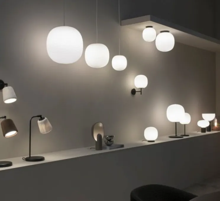 Plafonnier, Lantern, verre opal blanc, noir, Ø20cm, H22cm - New Works