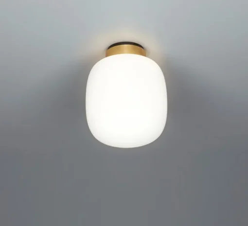 Plafonnier, Legier, 557.72, noir texturé, laiton brossé, verre opalin, IP40, LED, dim, 2700K, 800 lm, Ø25cm, H30cm - Tooy