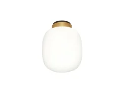 Plafonnier, Legier, 557.72, noir texturé, laiton brossé, verre opalin, IP40, LED, dim, 2700K, 800 lm, Ø25cm, H30cm - Tooy