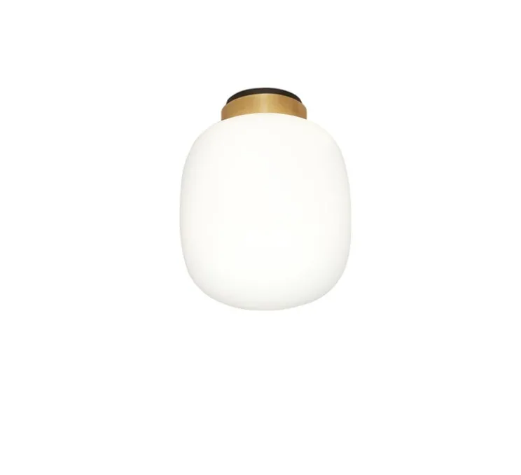 Plafonnier, Legier, 557.72, noir texturé, laiton brossé, verre opalin, IP40, LED, dim, 2700K, 800 lm, Ø25cm, H30cm - Tooy