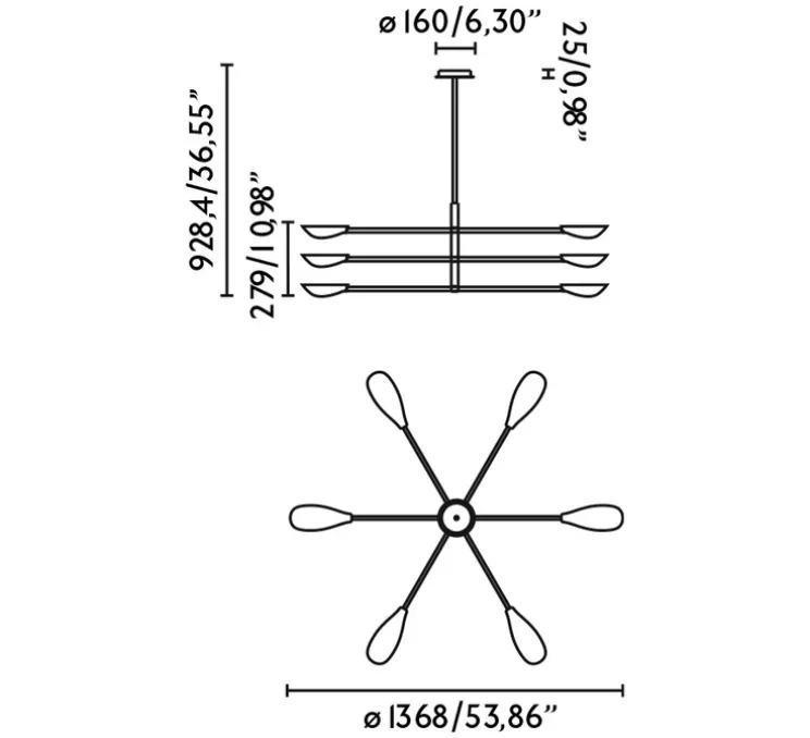Plafonnier, Liggera, noir, Ø136,8cm, H27,9cm - Faro