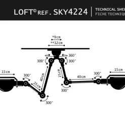 Plafonnier, Loft SKY4224, noir, L30cm, H80cm - Jieldé