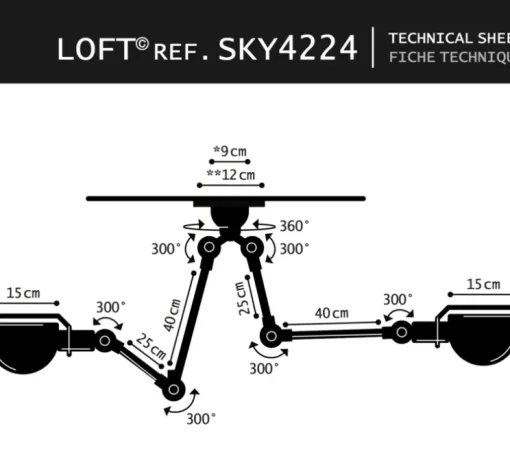 Plafonnier, Loft SKY4224, noir, L30cm, H80cm - Jieldé