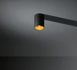 Plafonnier, Lotis tubed surface, noir et or, Ø8,5cm, H13cm - Modular