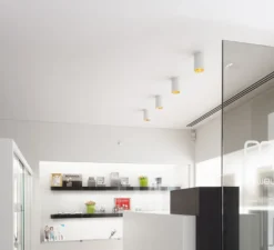 Plafonnier, Lotis tubed surface, blanc et or, Ø8,5cm, H13cm - Modular