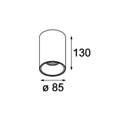 Plafonnier, Lotis tubed surface, blanc et noir, Ø8,5cm, H13cm - Modular