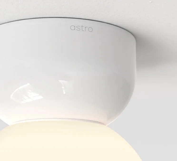 Plafonnier, Lyra 140, blanc brillant, IP44, Ø14cm, H19,5cm - Astro